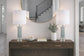 Oceanic Wave Glass & Crystal Table Lamp (Set of 2) - Mist Blue / Clear Crystal