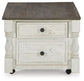 Havalance - Lift Top Cocktail Table with Storage Drawers - White / Gray