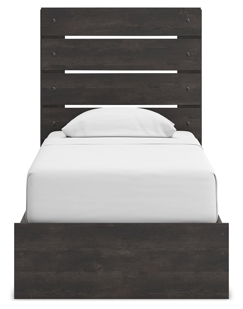 Hollivern - 4 Pc. - Twin Panel Storage Bed, Dresser, Mirror And Chest - Dark Gray