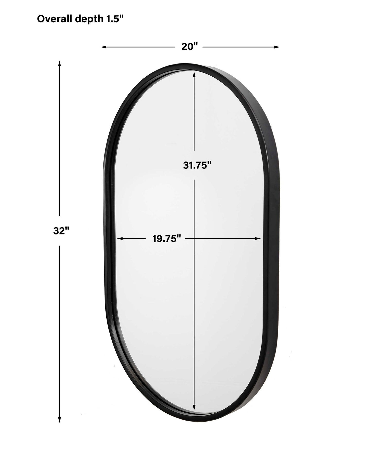 Varina - Minimalist Oval Mirror - Black