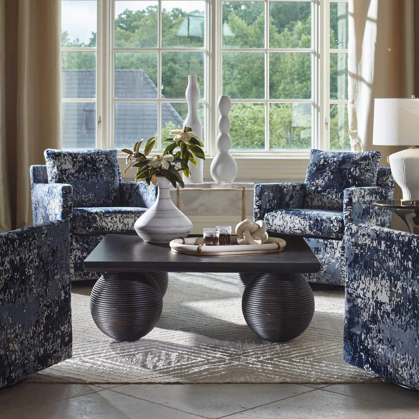 Tisdell - Patterned Swivel/Glider - Blue