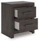 Prendonea - Two Drawer Night Stand - Charcoal