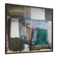 Green Fields - Framed Abstract Canvas - Black / Blue / Green / Orange / White / Yellow