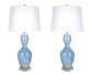 "Azure Elegance" Art Glass Table Lamp (Set of 2) - Blue Art Glass