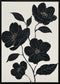 "Nocturnal Blooms II" Hand-Painted Canvas In Frame - Black / White / Canvas