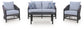Bridges Beach - Loveseat, Lounge Chairs, Table Set (Set of 4) - Gray