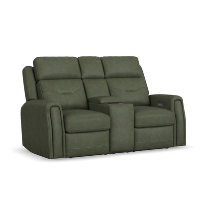 Felix - Power Reclining Loveseat With Console, Power Headrest, Lumbar, Heat & Massage