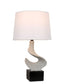 Sculpted Waves Resin & Metal Table Lamp (Set of 2) - White Stone / Matte Black