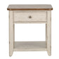 Farmhouse Reimagined - End Table With Basket - Antique White / Chestnut Tops