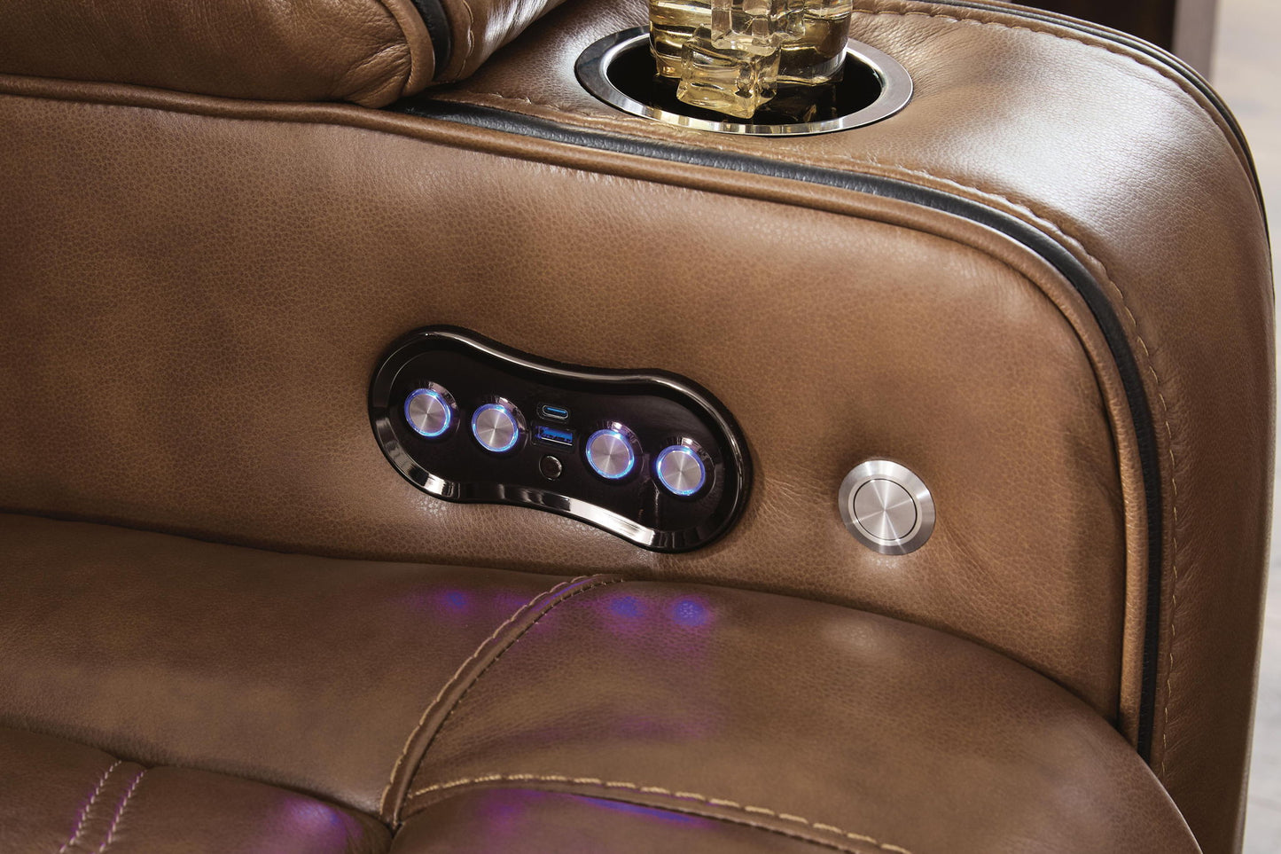 Gruaro - Power Reclining Sofa With Adjustable Headrest - Amber