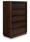 Dilenno - Five Drawer Chest - Dark Brown