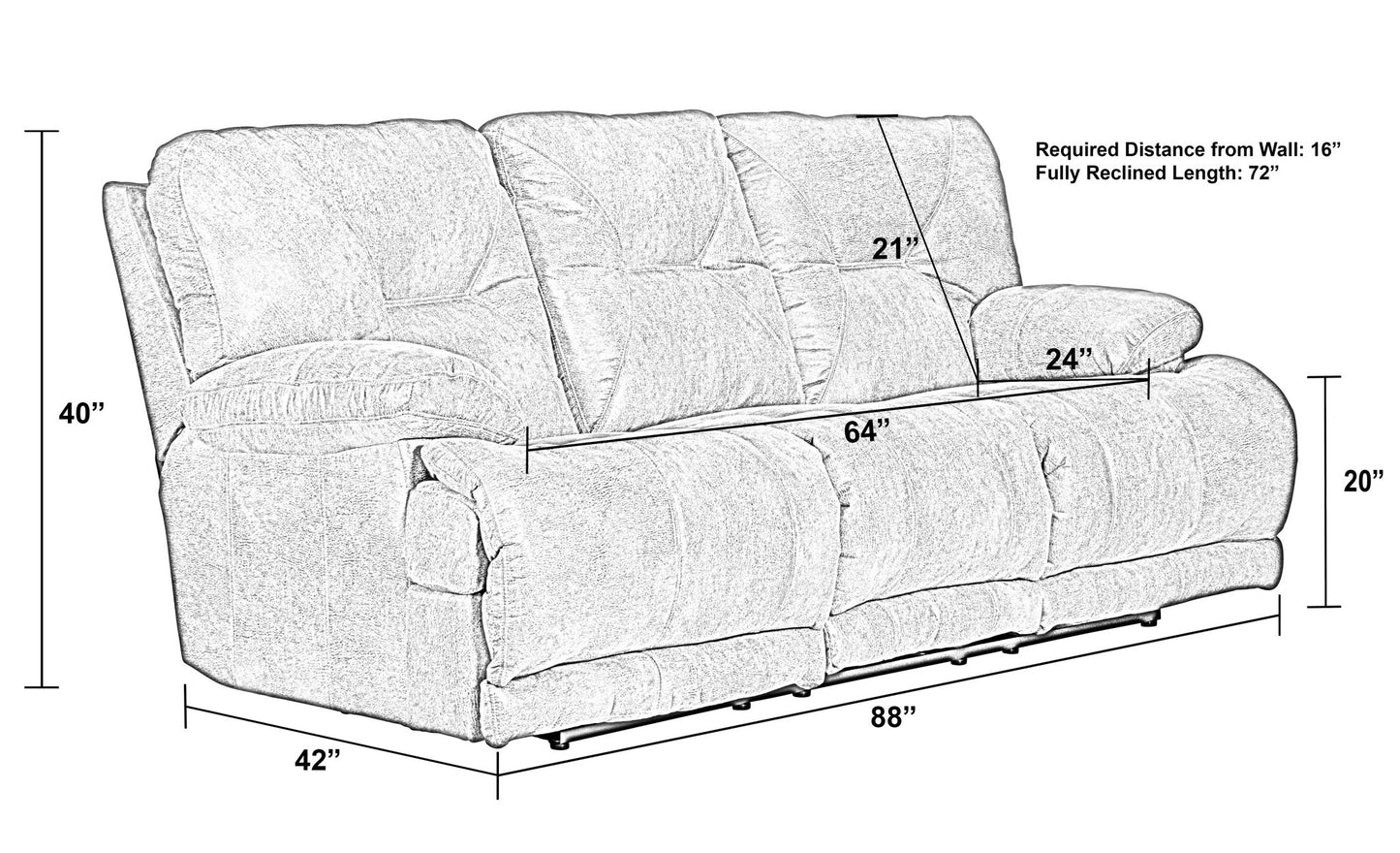 Voyager - Lay Flat Reclining Sofa With 3x DDT