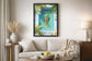 Poolside Prowl Hand-Embellished LED Canvas In Frame - Green / Blue