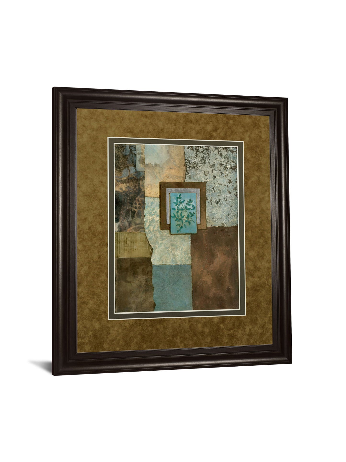 Petites Fleurs Sur Le Bleu Il By Norm Olson - Framed Print Wall Art - Light Brown