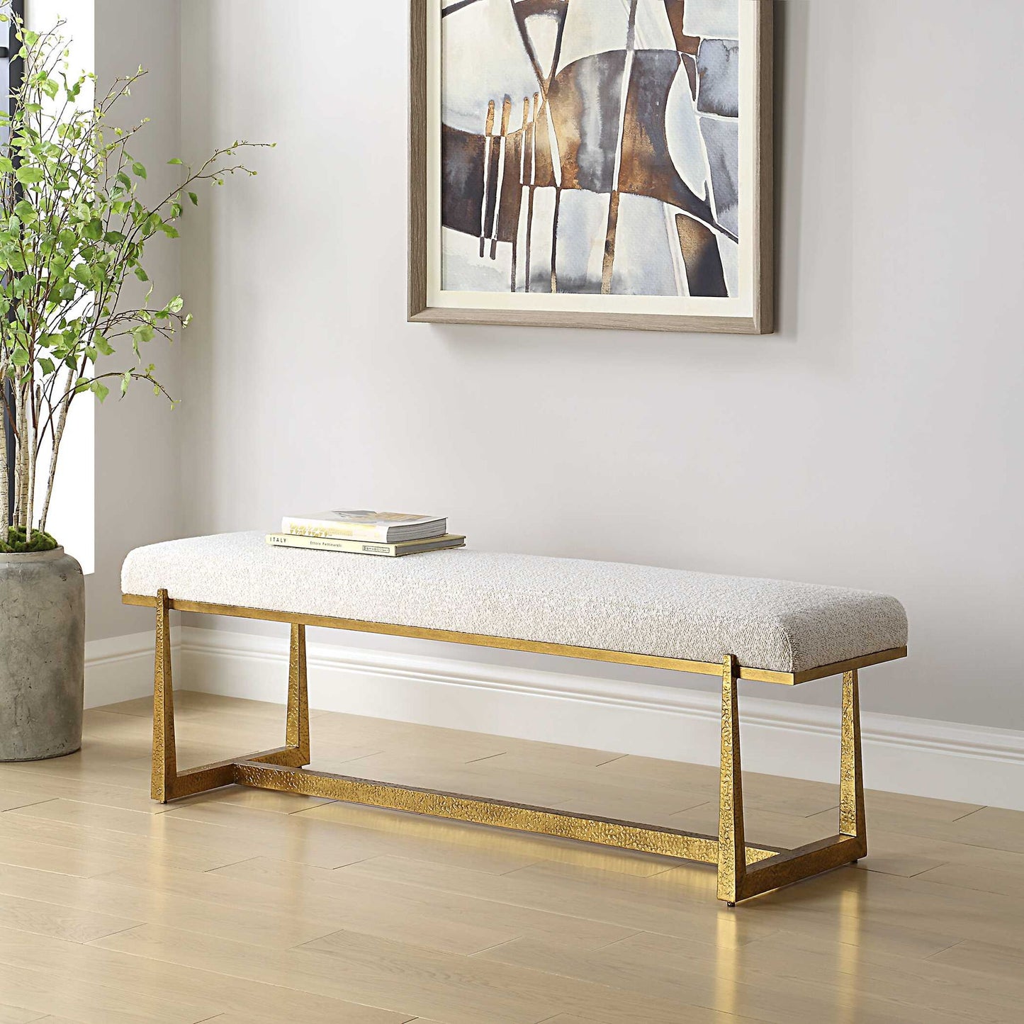 Midas - Bench - Antique Gold & White