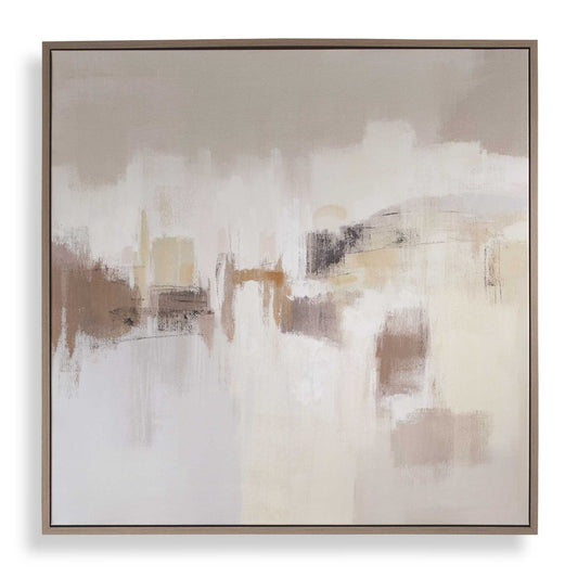 Daybreak - Framed Abstract Art - Black / Blue / Brown / Orange / White / Woodtone / Yellow