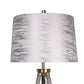 "Luxe Tripod Elegance" Faux Leather Wrap Floor Lamp - Greige / Soft Gold