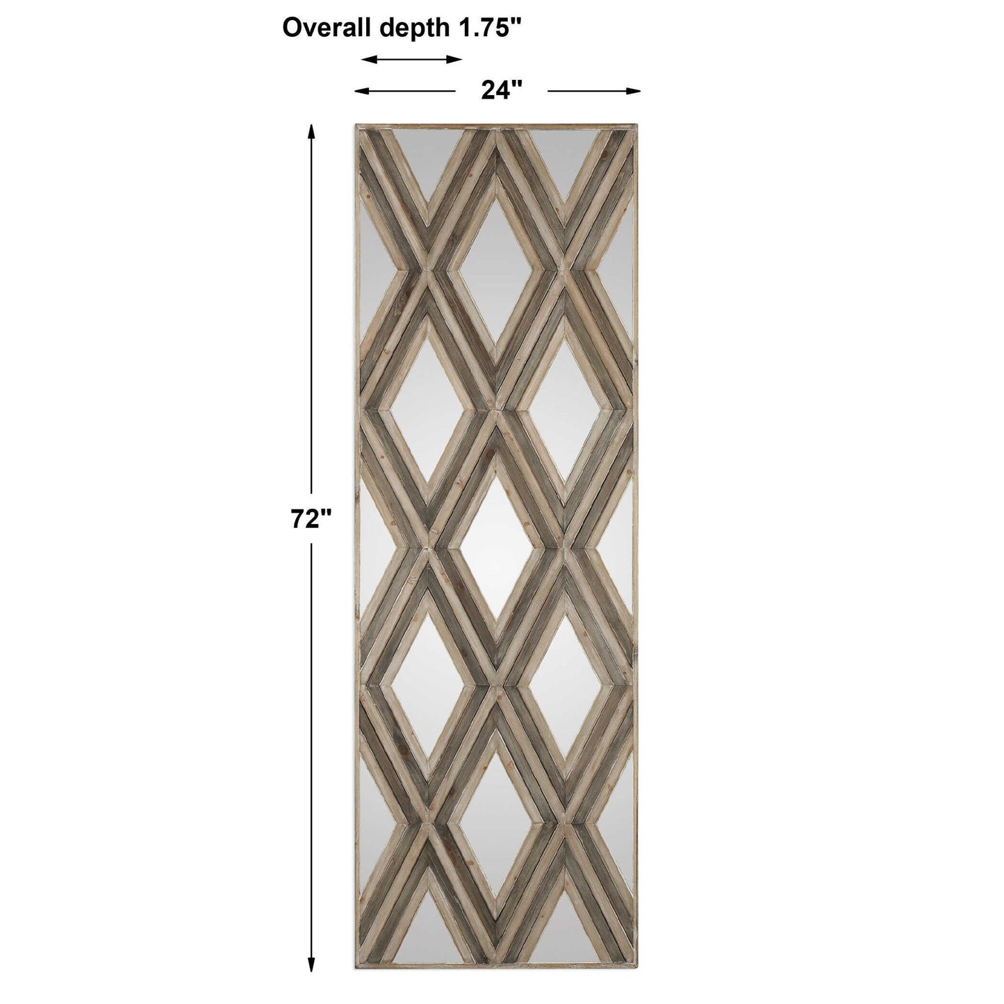 Tahira - Geometric Argyle Pattern Wall Mirror - Light Brown
