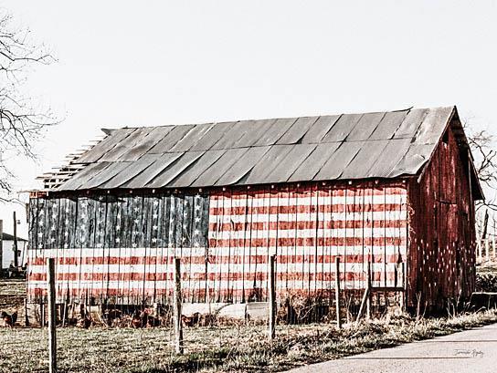 American Flag Barn By Jennifer Rigsby (Framed) - Gray