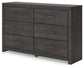 Hollivern - Six Drawer Dresser - Dark Gray
