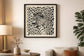 Shadow Leopard Puff Printed Canvas In Frame - Black / Ivory