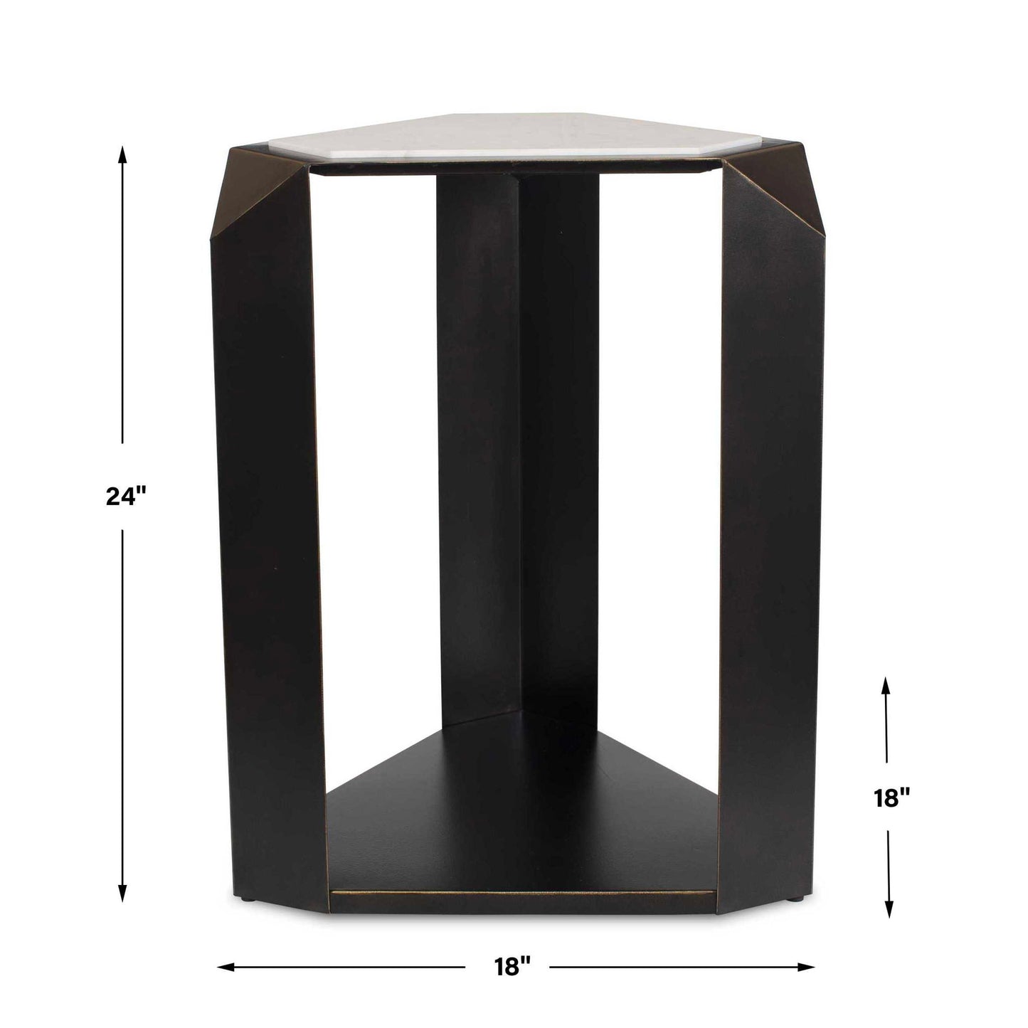 Keenan - Geometric Accent Table - Bronze / White