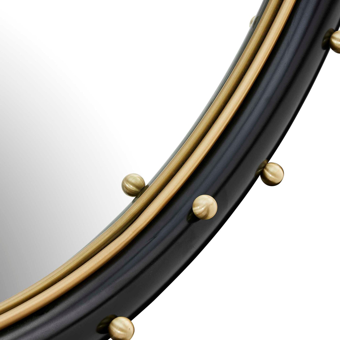 Helia - Round Mirror - Black / Brass