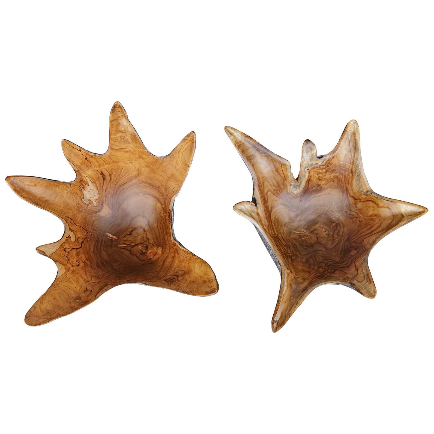 Starpetal - Indoor-Outdoor Wooden Bowls (Set of 2) - Black / Woodtone