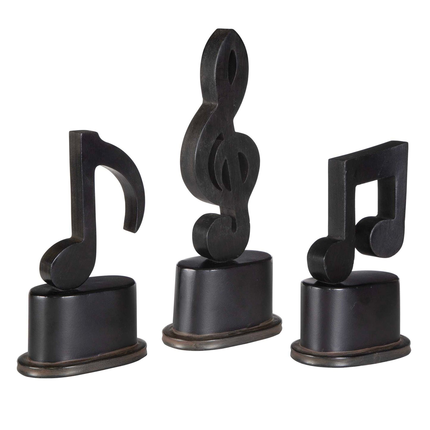 Music Notes - Metal Figurines (Set of 3) - Black