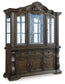 Maylee - 11 Pc. - Dining Extension Table, 4 Side Chairs, 2 Arm Chairs, Storage Bench, Buffet And Hutch - Dark Brown