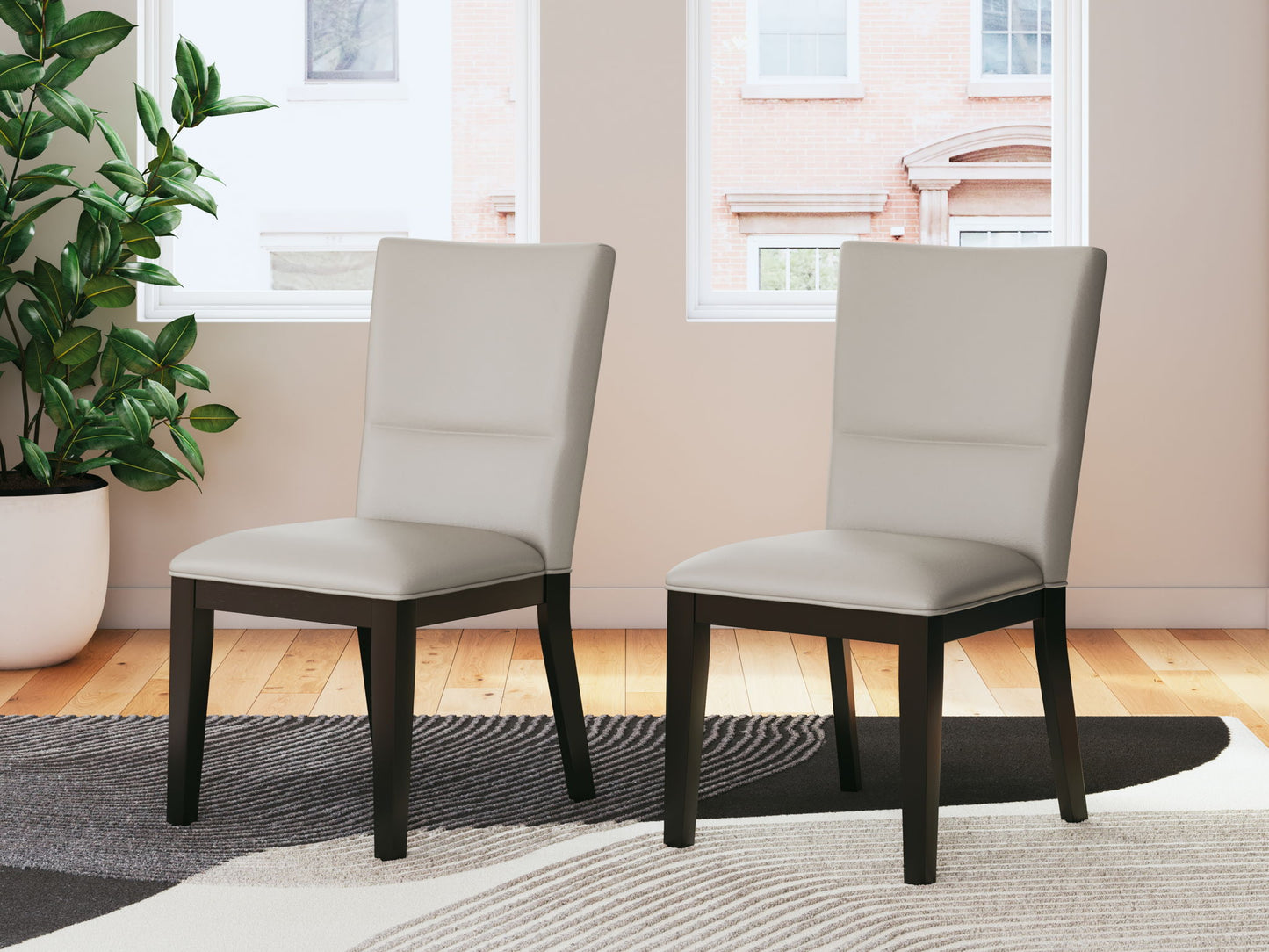 Glinari - 5 Pc. - Dining Room Table, 4 Side Chairs - Taupe / Black
