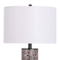 "Serpent Elegance" Faux Leather Table Lamp With Metal Base (Set of 2) - Snake Skin / Asb Gray