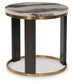 Jazmore - Round End Table - Brown / Brass Finish