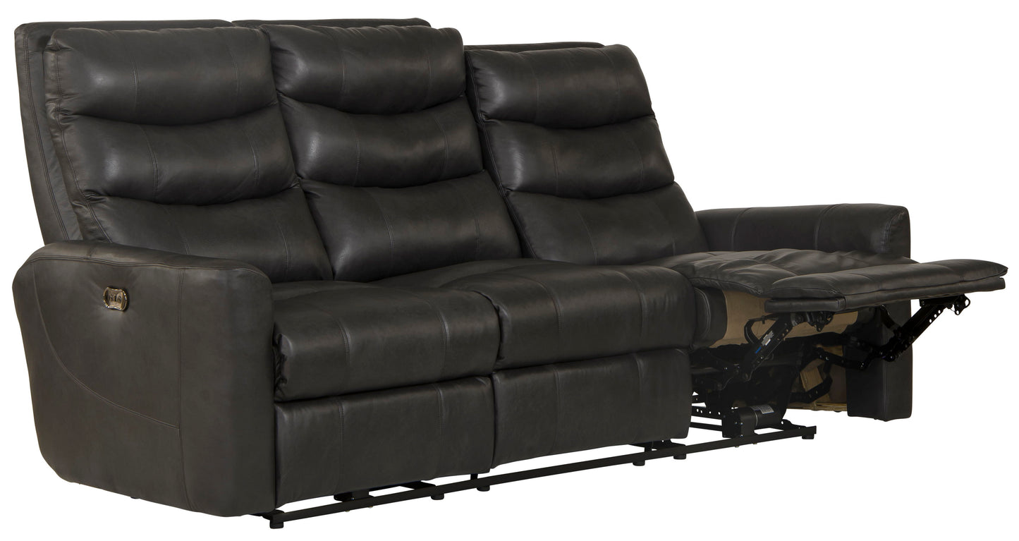 Bosa - Leather Power Reclining Sofa - Charcoal