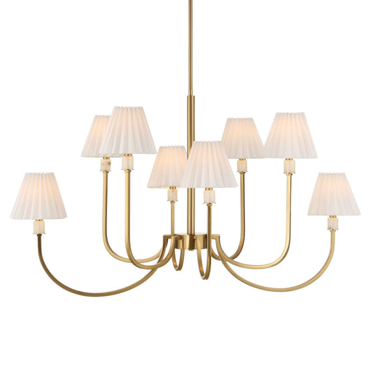 Poppins - 8 Light Brass Chandelier - White / Gold