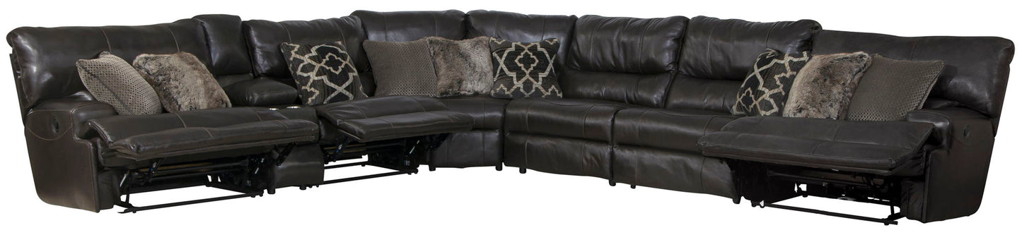 Como - 7 Piece Italian Leather Match Reclining Sectional