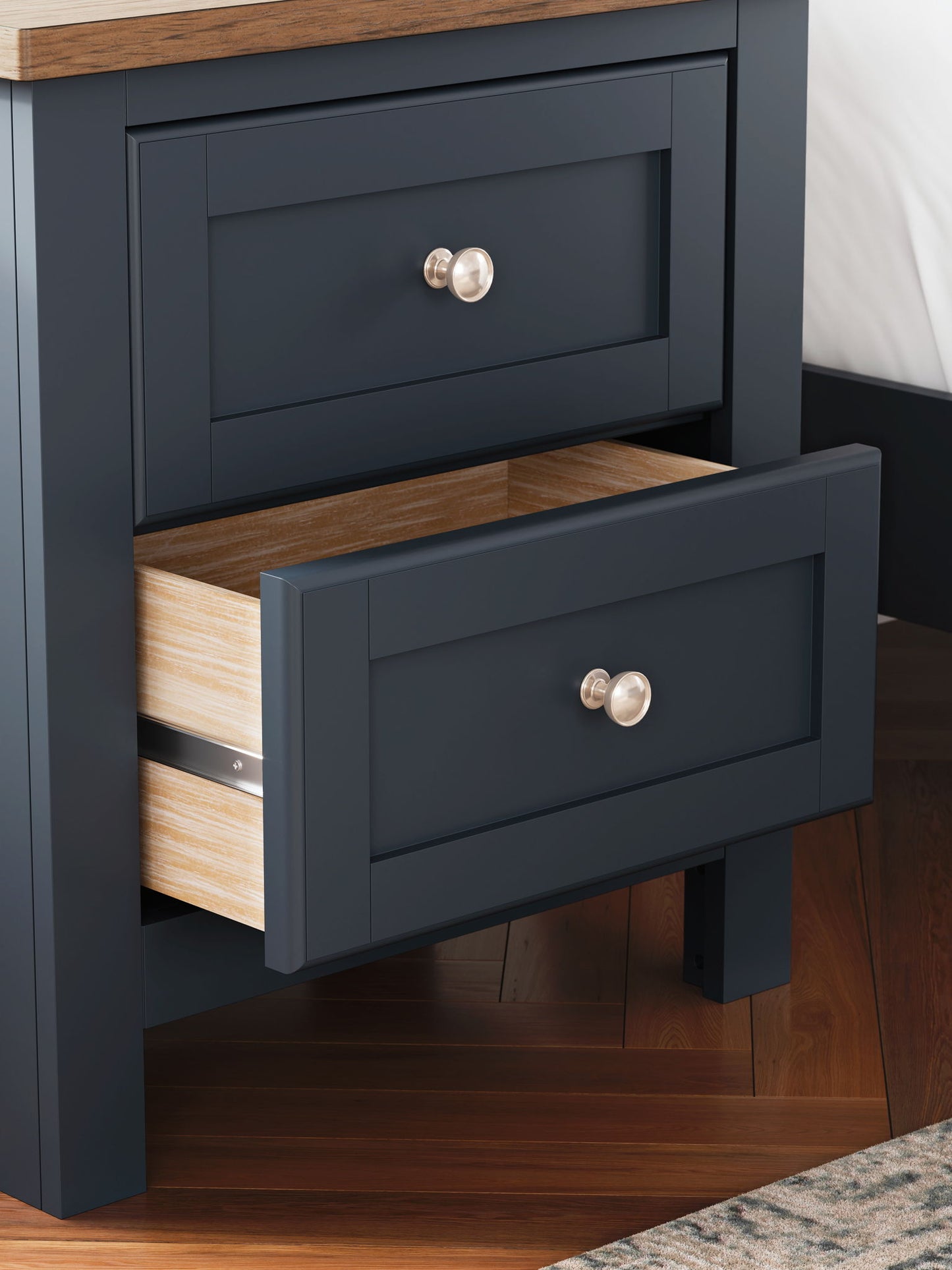 Landocken - Two Drawer Night Stand - Brown / Blue
