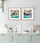 Poolside Blossom II Hand-Embellished Print In Frame - Green