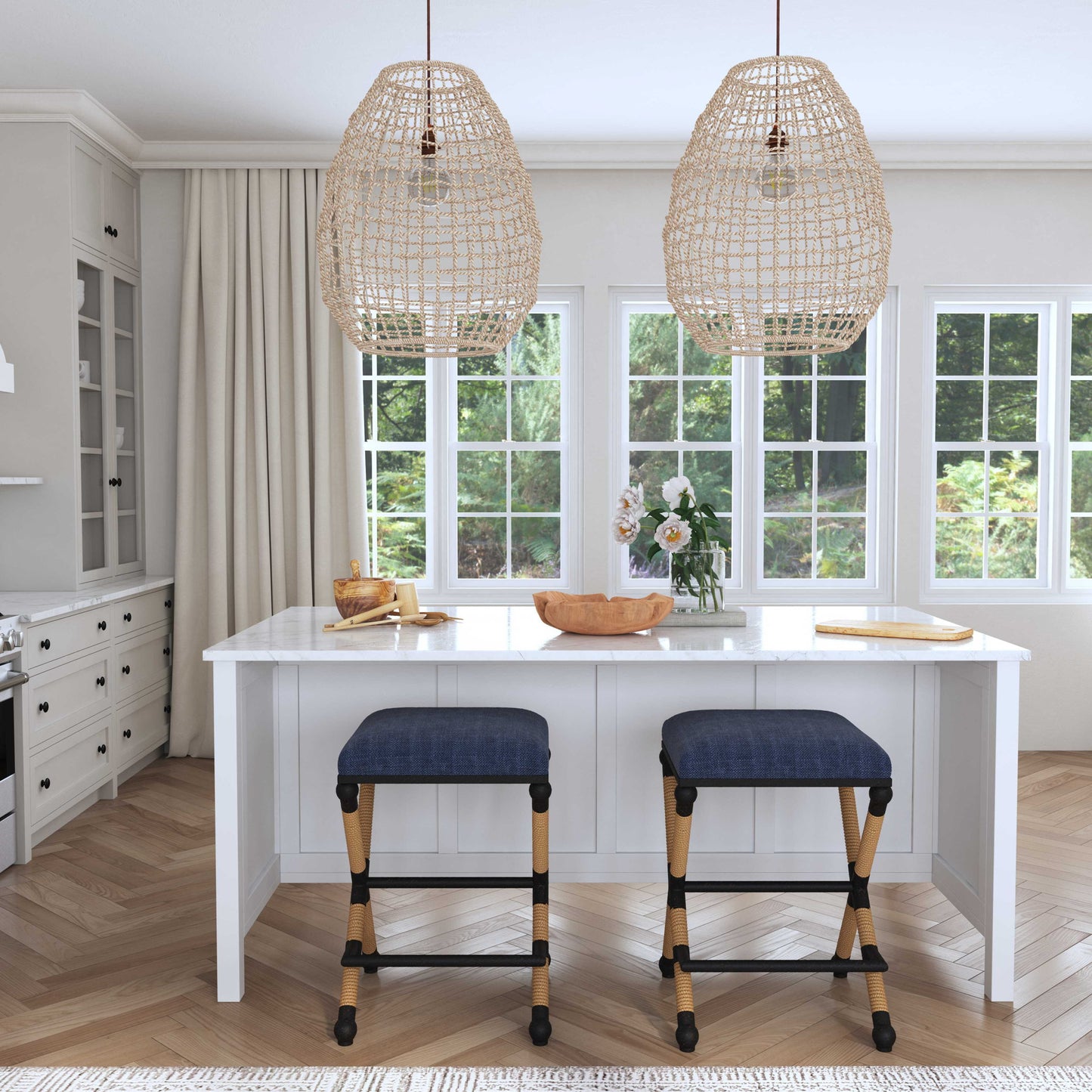 Cross - Weave 1 Light Pendant - Beige