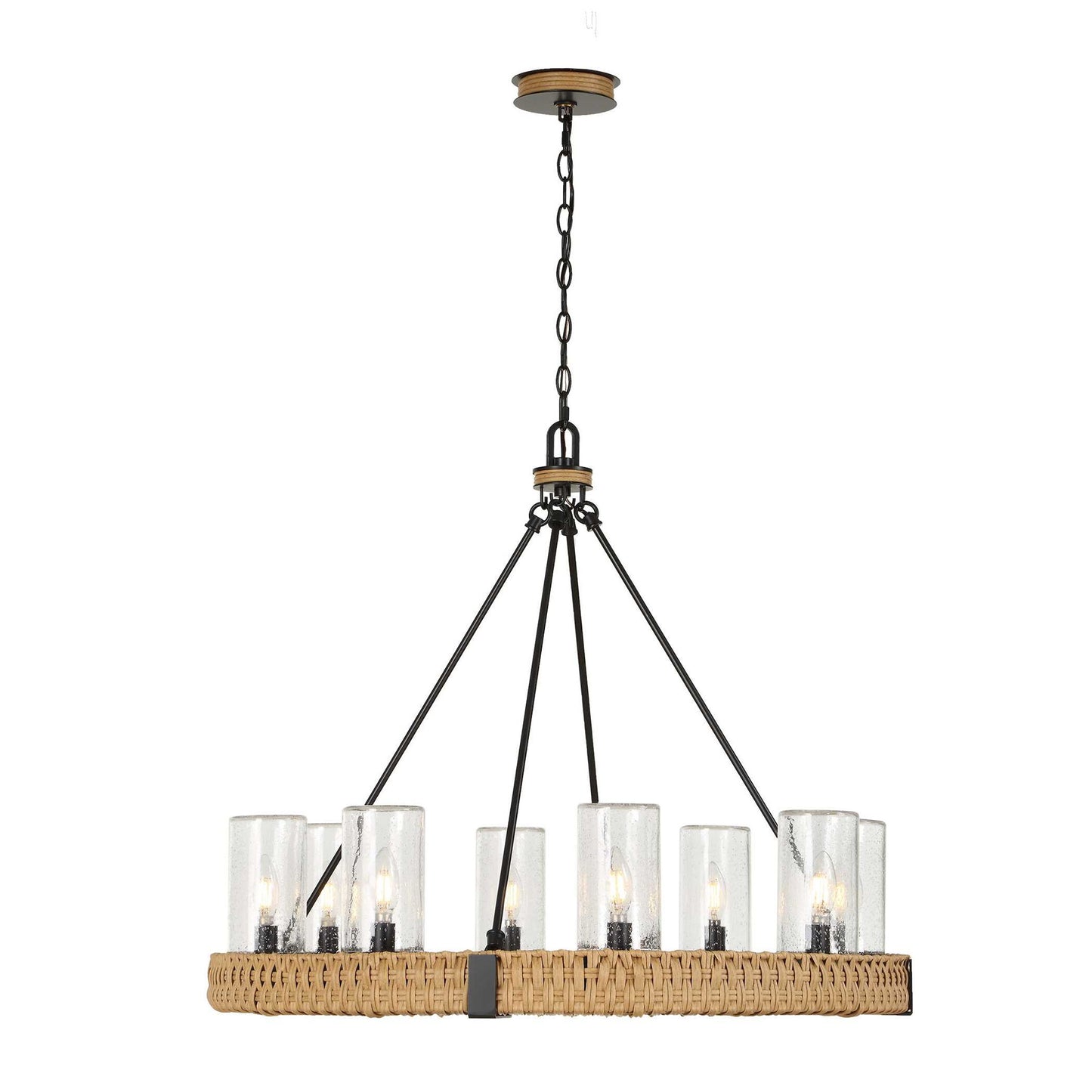 Palm Royal - 8 Light Indoor-Outdoor Chandelier - Black / Light Brown
