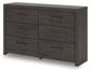 Prendonea - Six Drawer Dresser - Charcoal