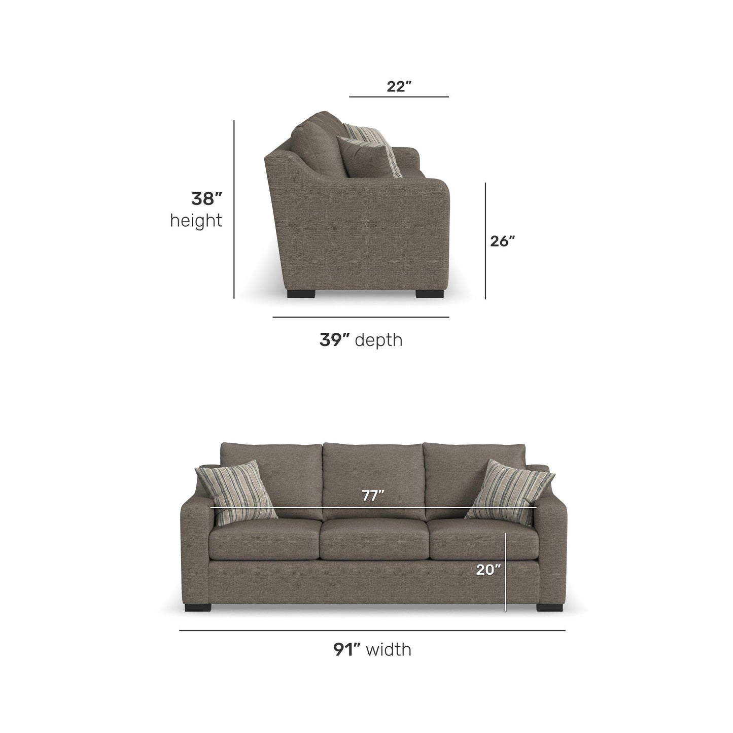 Cypress - Fabric Stationary Three-Cushion Sofa