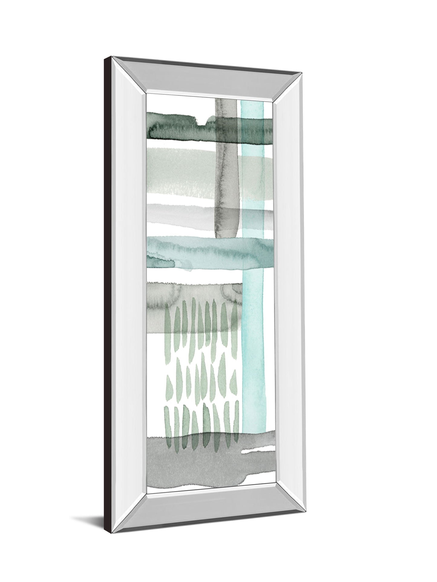 Cross Stitch Panel II By Grace Popp Mirror Framed Print Wall Art - Blue