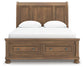 Feddinger - 3 Pc. - Queen Sleigh Storage Bed, Dresser And Mirror - Medium Brown