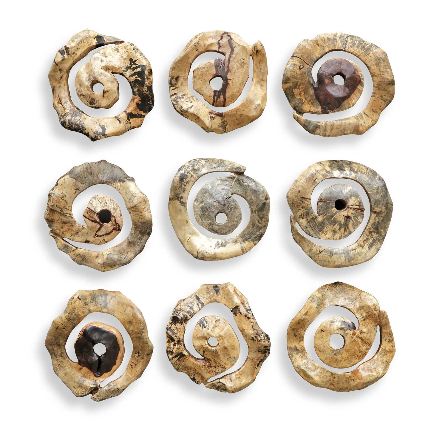 Corkscrew - Wood Wall Decor (Set of 9) - Light Brown