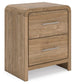 Gramburg - Two Drawer Night Stand - Warm Natural Brown