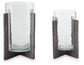 Garekton - Candle Holder Set (Set of 2) - Clear / Pewter Finish