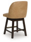 Neymorton - Upholstered Swivel Faux Leather Barstool (Set of 2) - Dark Grayish Brown