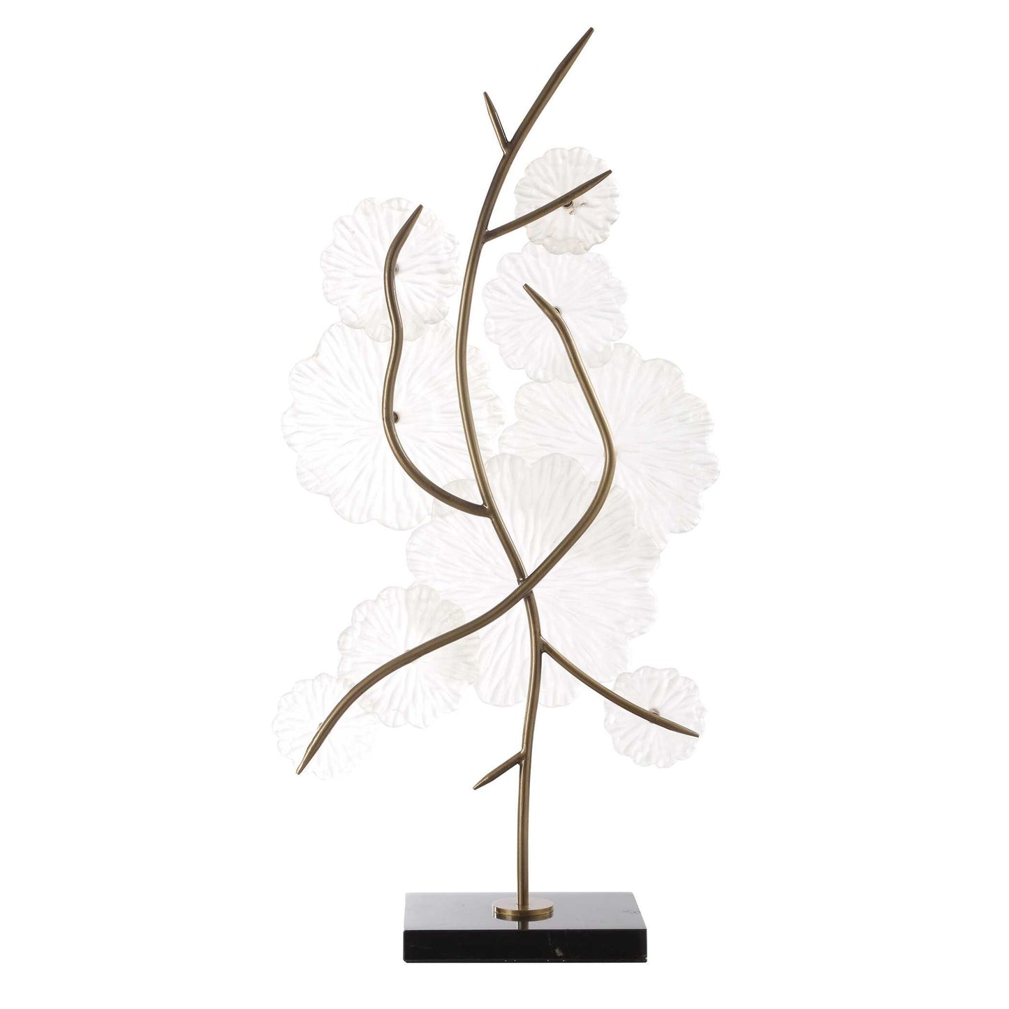 Glass - Garden Table Sculpture - Gold / White