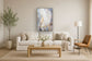 Hand Painted Textured Canvas With Foil In Frame Focused Abstract - Beige